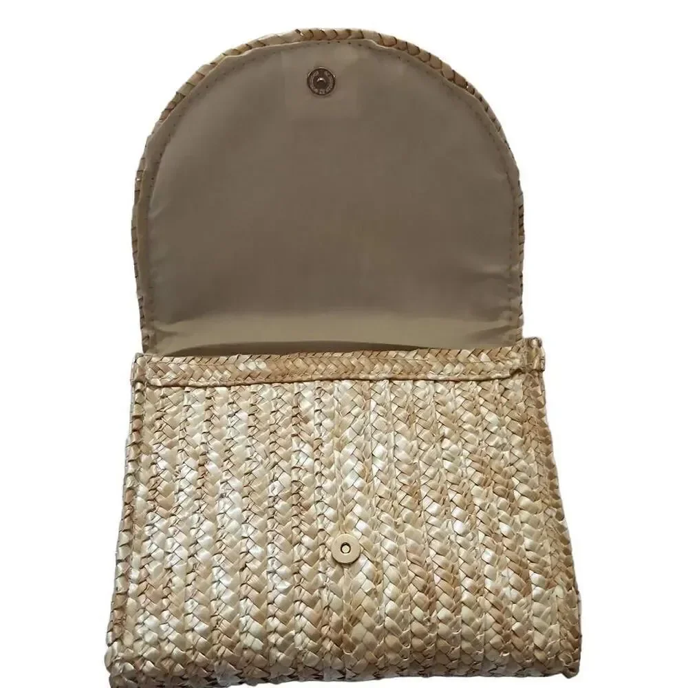 EWC Straw Fold over Clutch Bag
